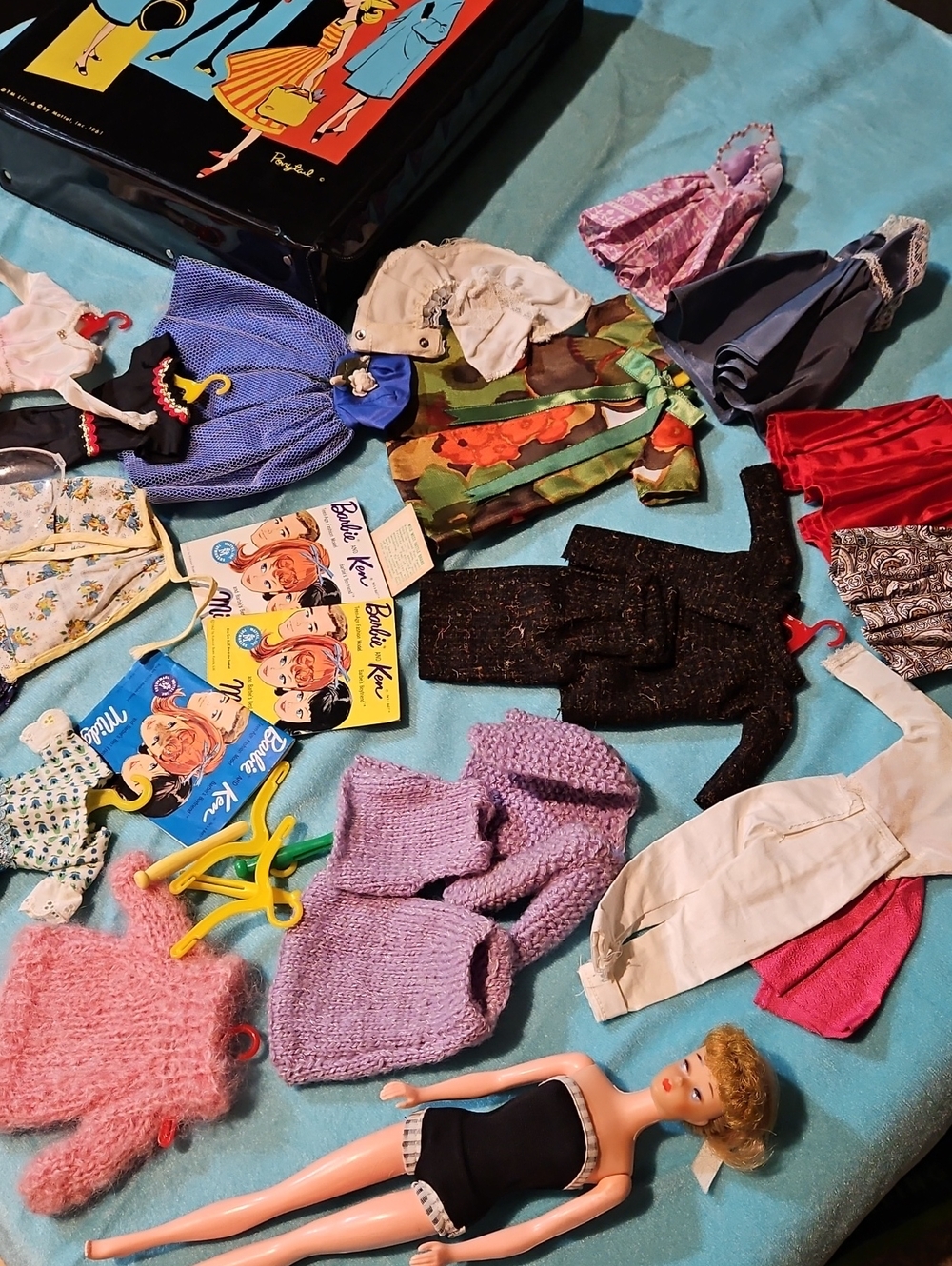 Vintage Barbie Doll Clothes Set – Pink, Purple, Black, White